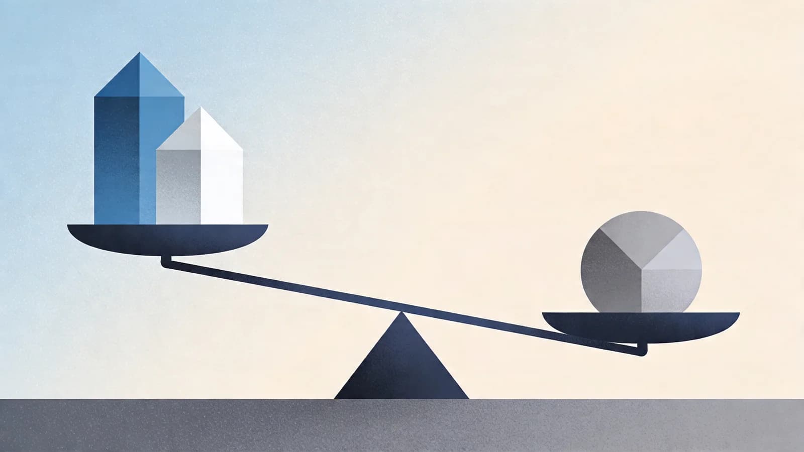 Minimal editorial illustration of a balance scale with unequal weights, representing disparities between mental and physical health insurance coverage