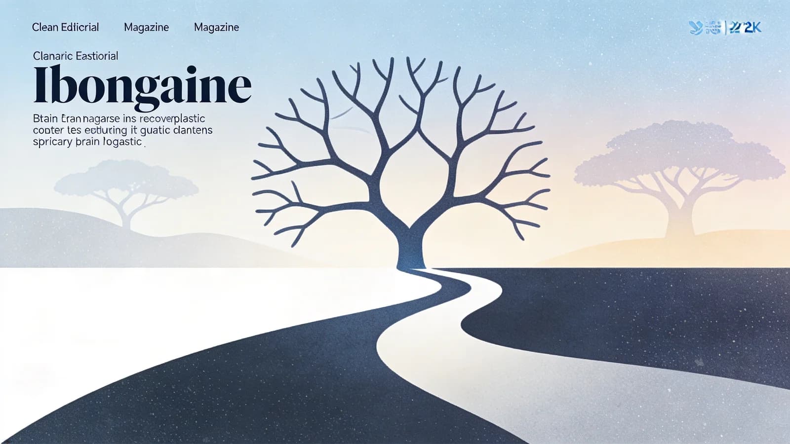 Abstract illustration of a branching pathway representing ibogaine research and alcohol use disorder treatment