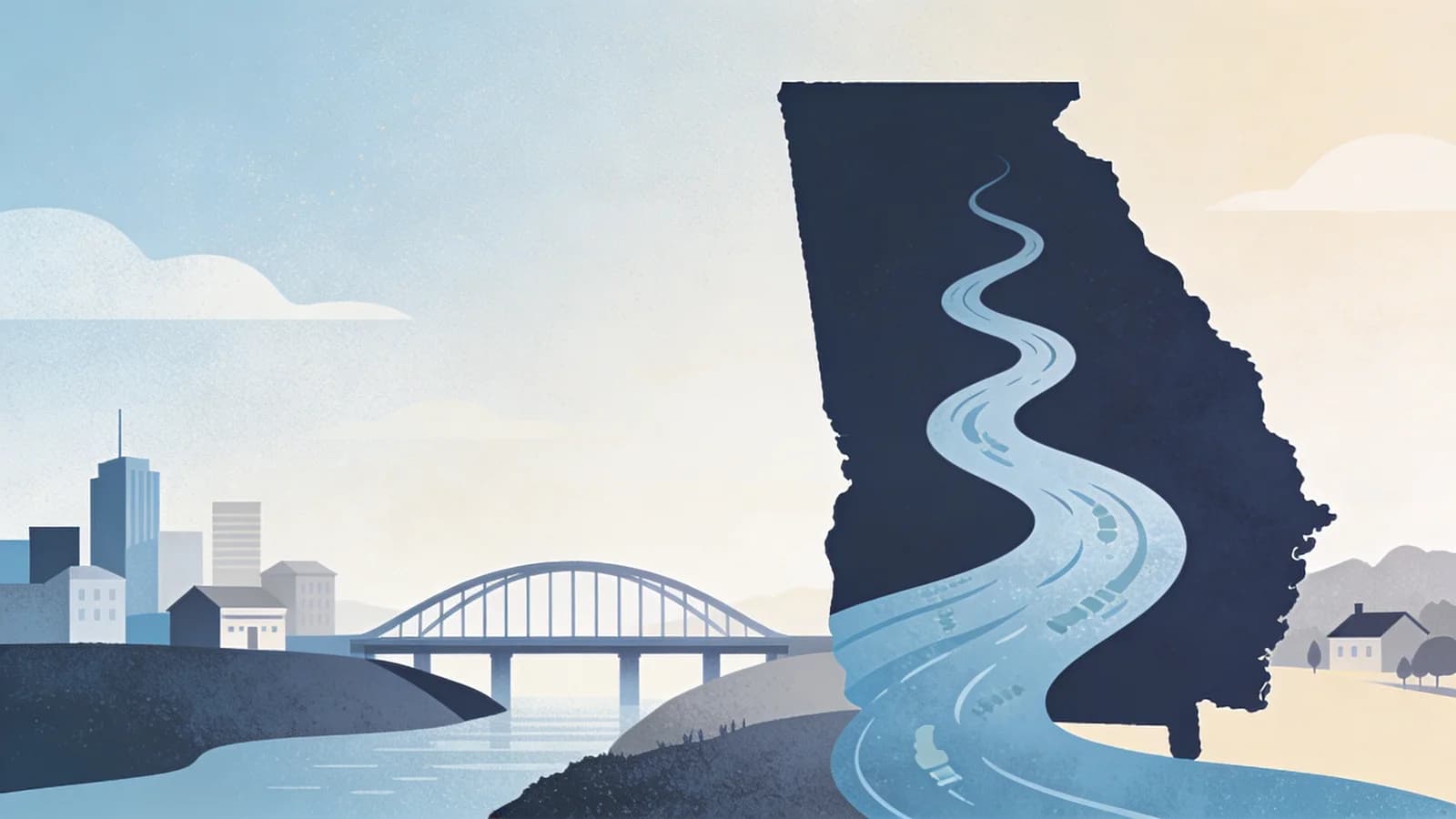 Georgia state map with funding flow visualization showing opioid settlement distribution