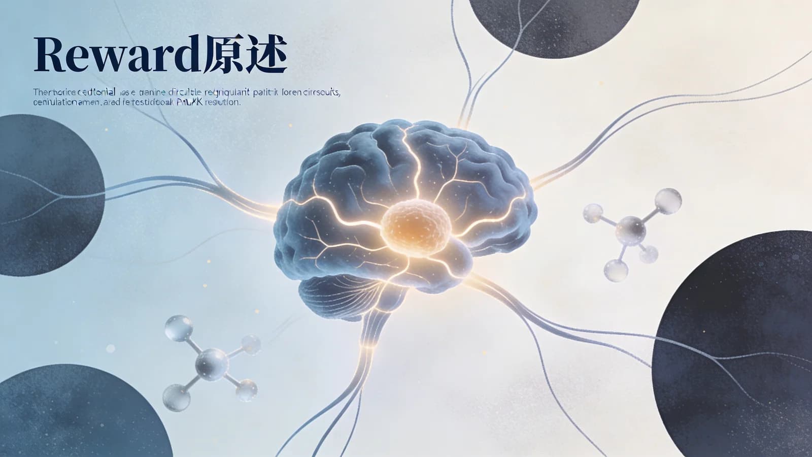 Abstract illustration of brain reward circuits with highlighted neural pathways representing GLP-1…