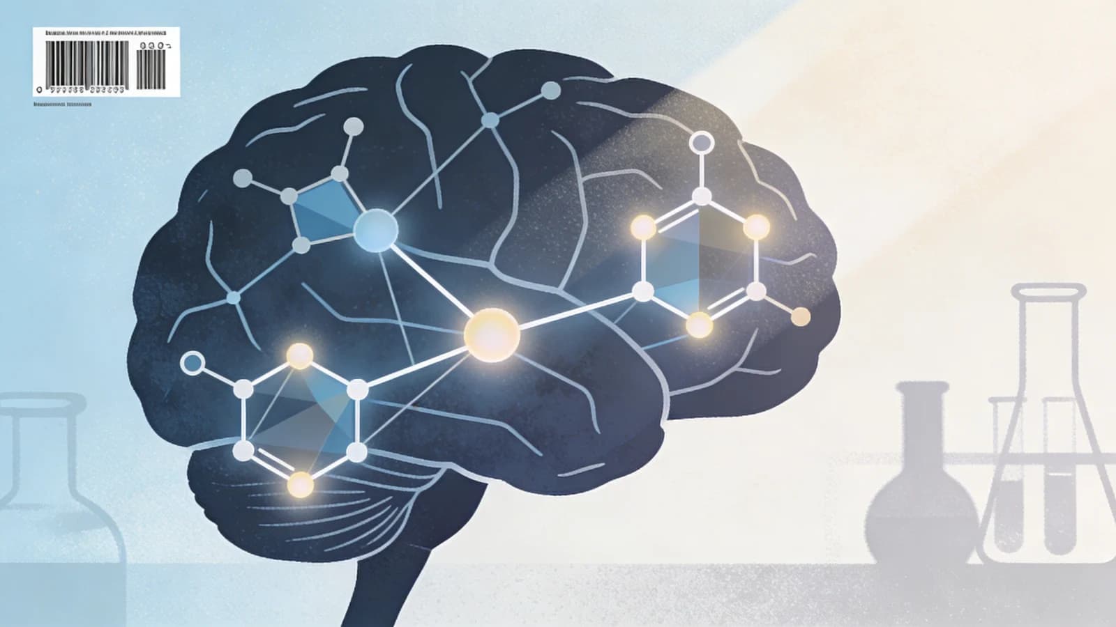 Abstract neural pathways and molecular structures representing non-hallucinogenic psychedelic…