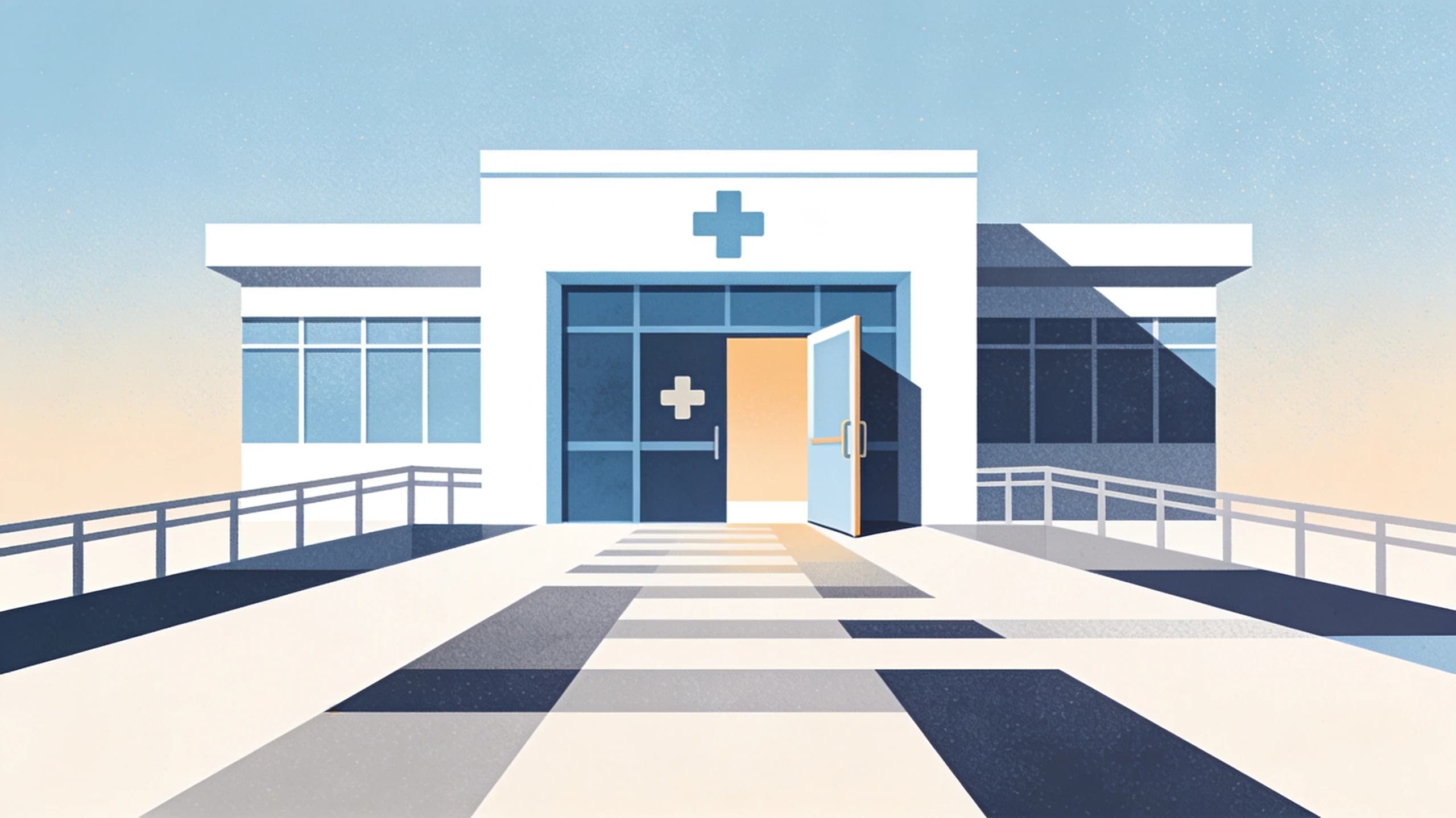Clean architectural illustration of expanded healthcare access pathways