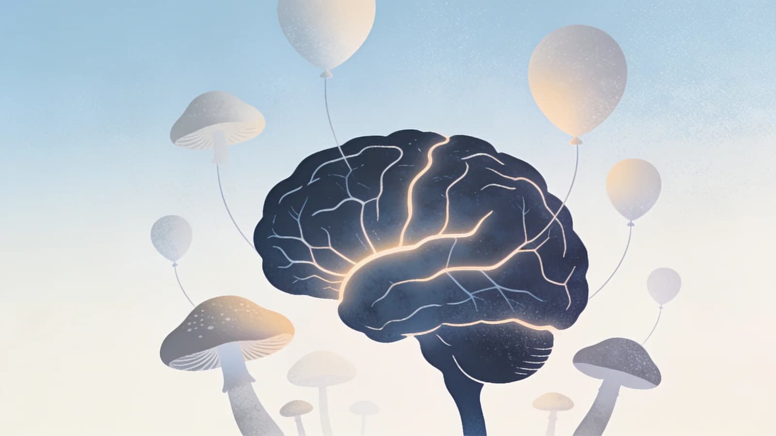 Abstract illustration of neural pathways and neuroplasticity representing psilocybin therapy for…