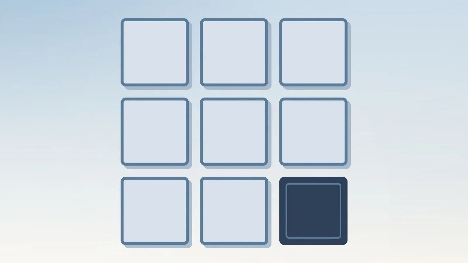 Nine pale empty rectangles in a row and a single dark filled rectangle at the end, with a thin…
