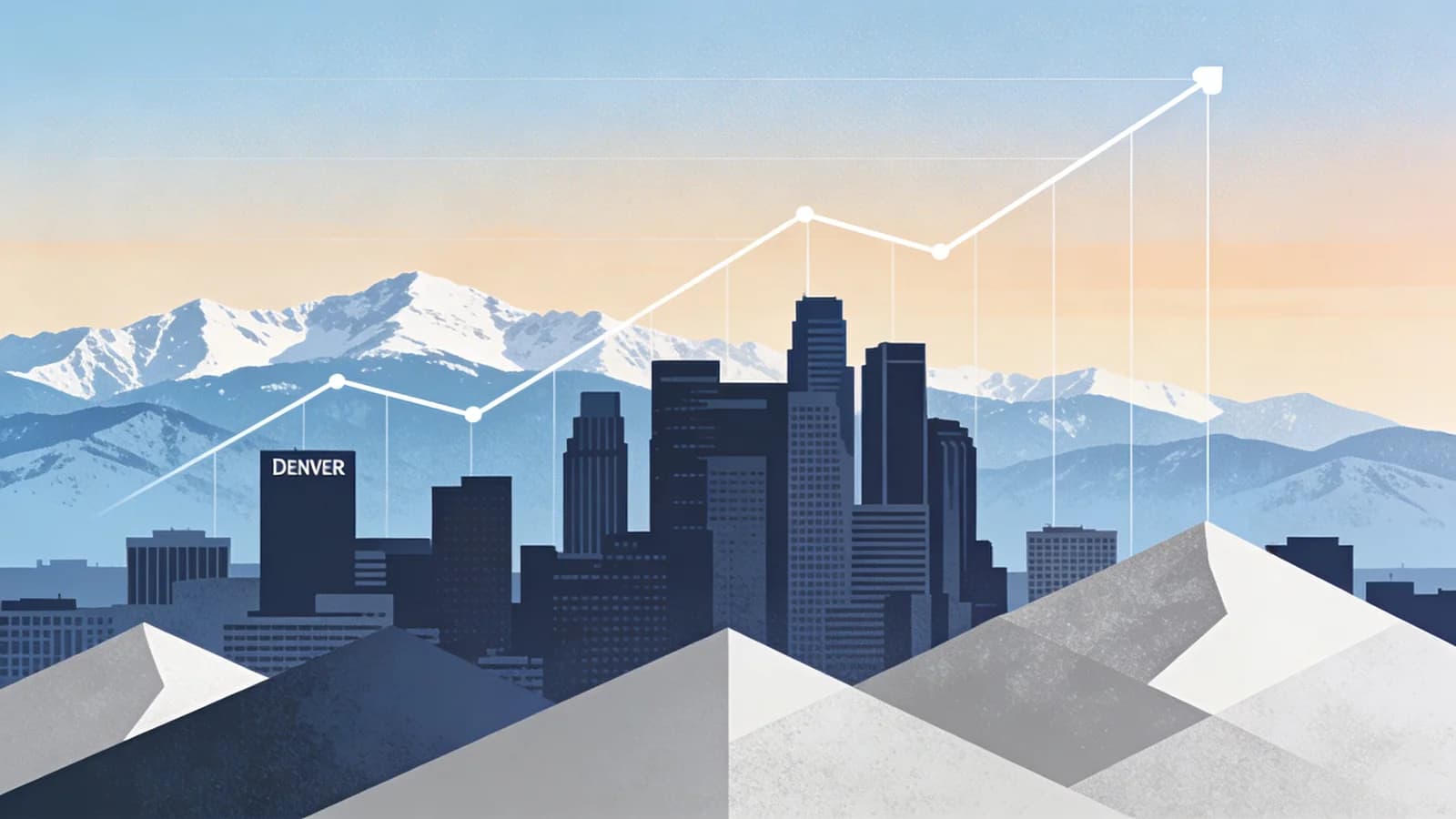 Denver cityscape with data visualization showing rising overdose statistics