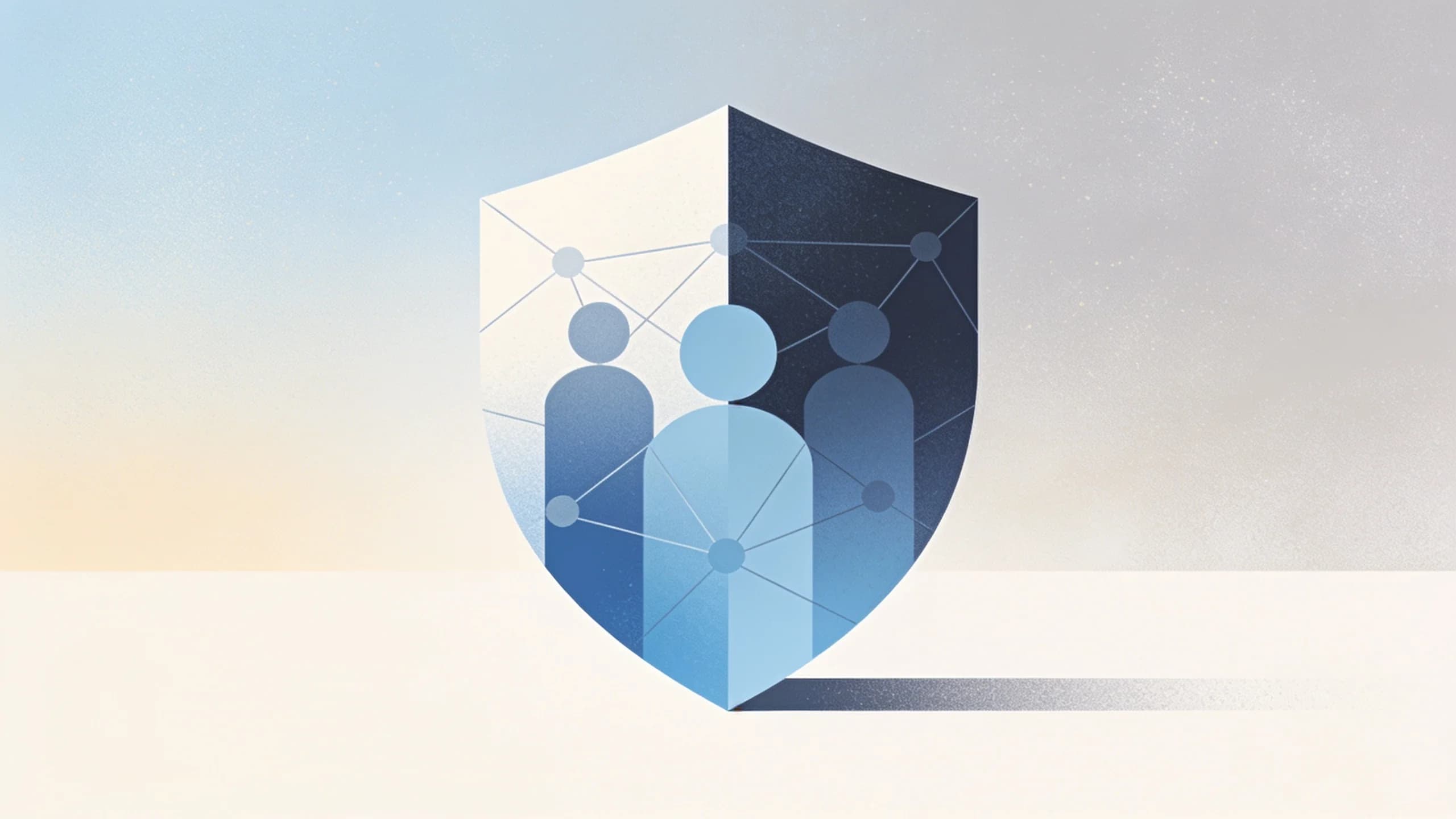 Abstract representation of safety and awareness, with geometric shapes suggesting protection and…