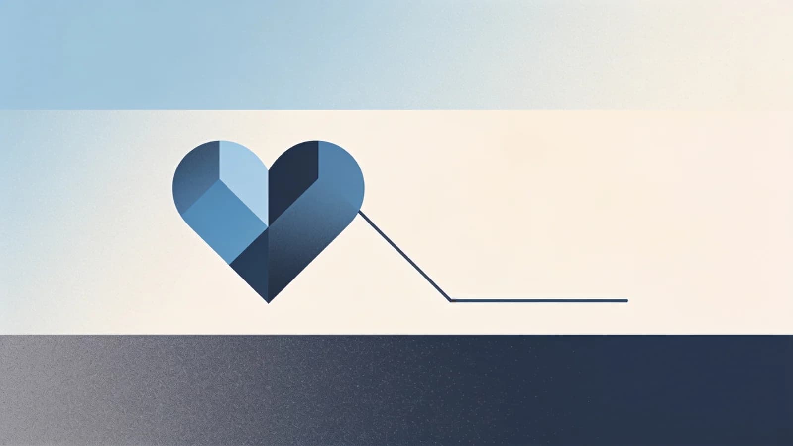 Abstract editorial illustration of a health trend line that levels off beside a stylized heart…