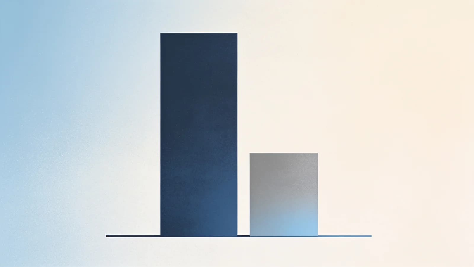 Two solid rectangles on a shared baseline, one tall and one short, representing the cost of a…